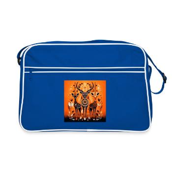 Brandorange Hirschwald Tribal - Retro Tasche - Blau/Weiß - Vorne
