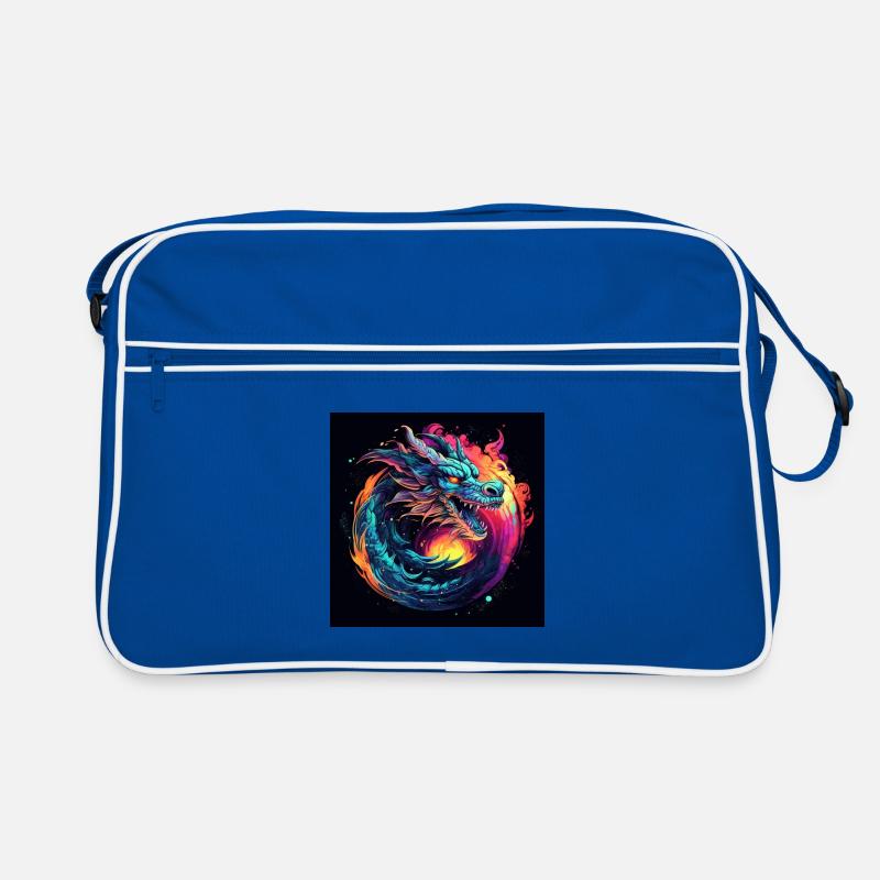 Neon Drache im Sternenkreis Retro Tasche