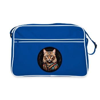 Portrait de chat du Bengale technique aquarelle - Sac Retro - bleu/blanc - Devant