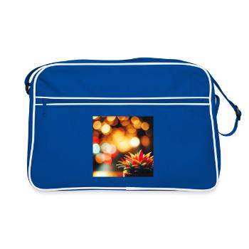 Bunte Sukkulente mit Lichtern - Retro Tasche - Blau/Weiß - Vorne