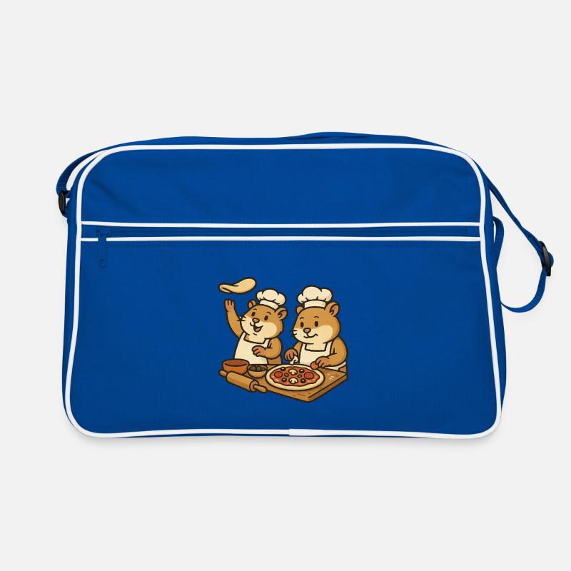 Hamster kocht - Retro Tasche - Blau/Weiß