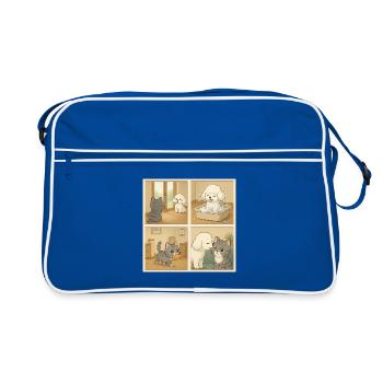 Adorable scene with dogs and cats at home - Retro Bag - blue/white - Front