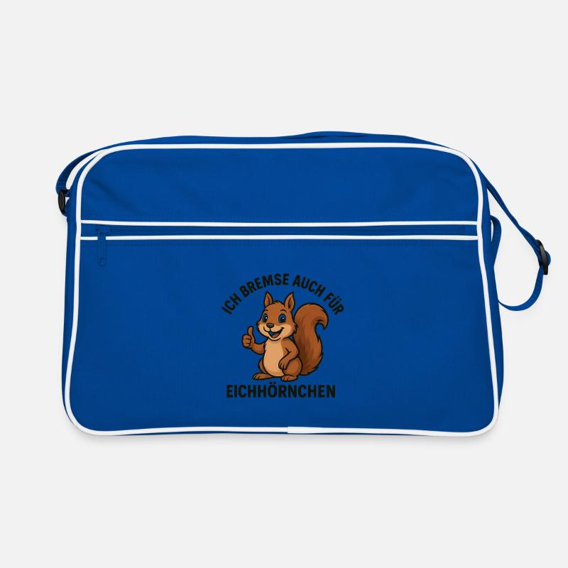 Ich bremse auch für Eichhörnchen Retro Tasche