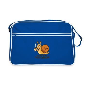 Funny Snail with Coffee - Retro Bag - blue/white - Front