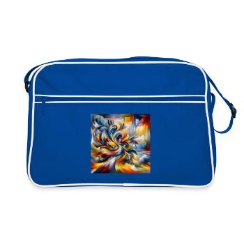 Peinture abstraite tourbillon plume art - Sac Retro - bleu/blanc - Devant