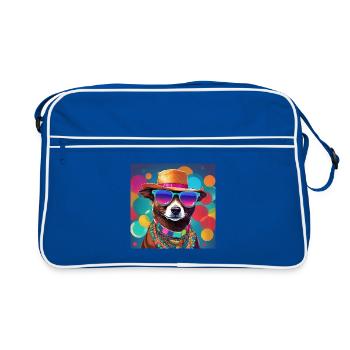 Chien cool dans le style estival - Hipster Vibes 2 - Sac Retro - bleu/blanc - Devant