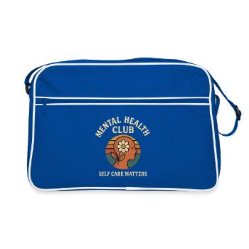 Mental Health Club – Retro Self Care Design - Retro Tasche - Blau/Weiß - Vorne