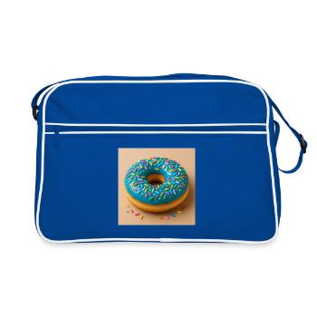 Donut mit Blauem Zuckerguss - Retro Tasche - Blau/Weiß - Vorne