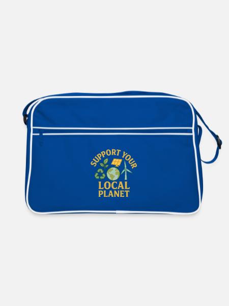 Support Your Local Planet - Retro Bag - blue/white - Front