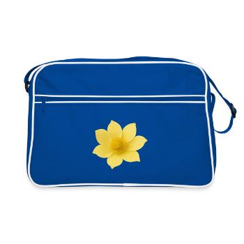 Yellow flower with soft petals - Retro Bag - blue/white - Front