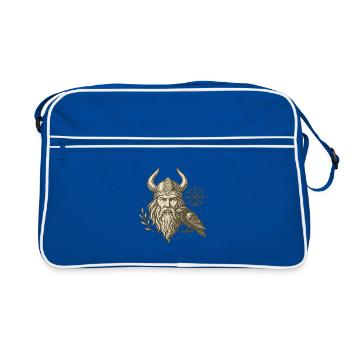 Viking barbu avec corbeau style runique - Sac Retro - bleu/blanc - Devant