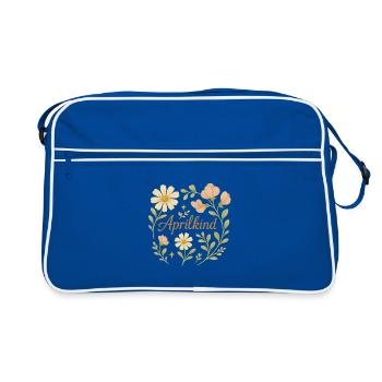 🌼 Aprilkind – Frühlingsbaby Design mit Blumen - Retro Tasche - Blau/Weiß - Vorne