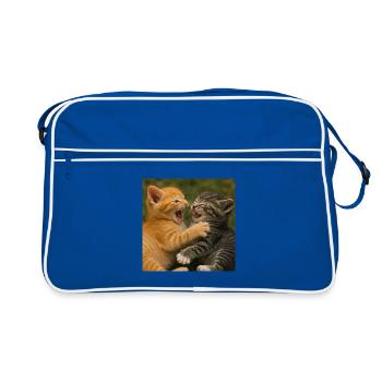 Cousins chats sauvages au combat - Sac Retro - bleu/blanc - Devant