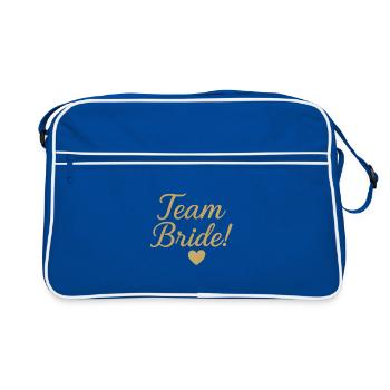 Team Bride Gold Script Design. Wedding - Retro Bag - blue/white - Front