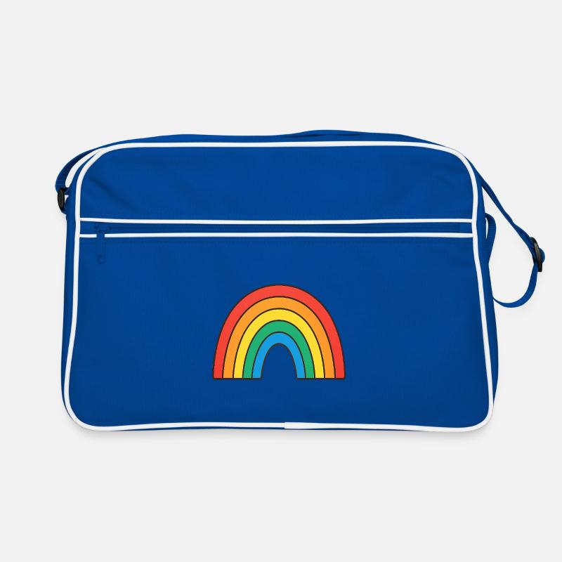 Lebendige Regenbogen-Illustration in Retrofarben Retro Tasche