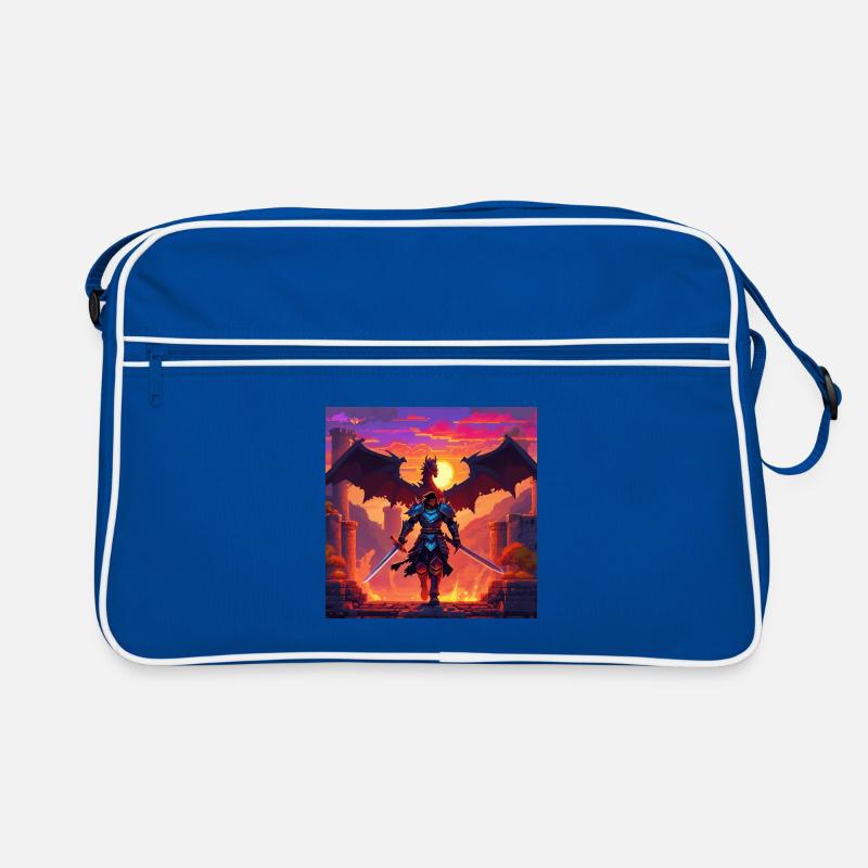 Drachenkrieger im Pixel-Art-Stil Retro Tasche