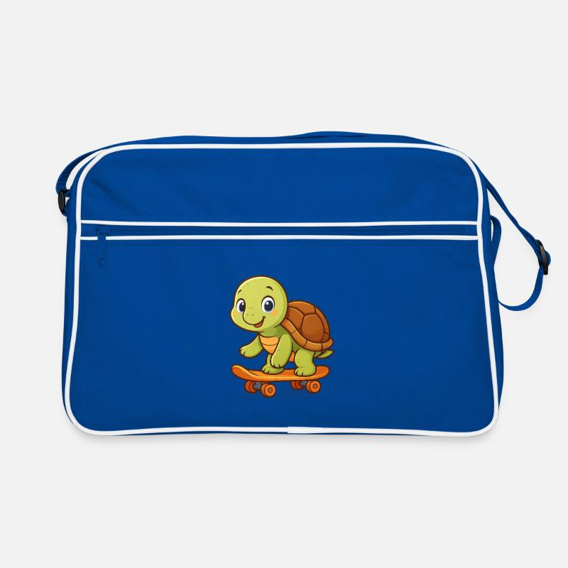 Cute turtle on skateboard Retro Bag