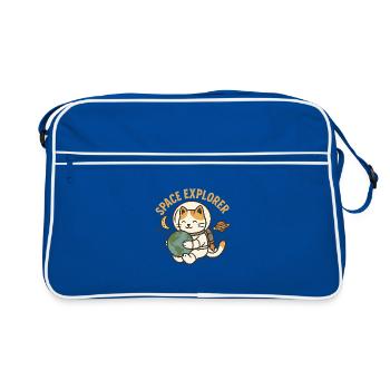 Explorateur de l’espace – Chat astronaute kawaii - Sac Retro - bleu/blanc - Devant
