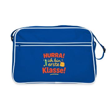 Lettrage de départ de première classe avec cartable - Sac Retro - bleu/blanc - Devant