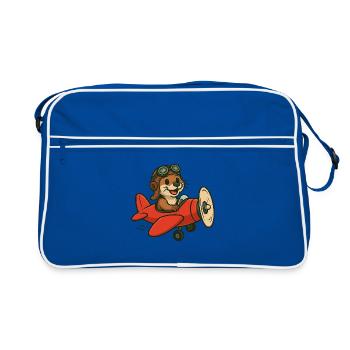 Adventurous otter on the plane - Retro Bag - blue/white - Front