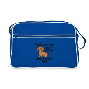 Dog with Saying Weekend - Retro Bag - blue/white - Front