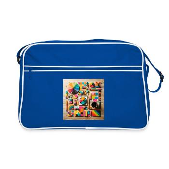 Composition abstraite de formes colorées - Sac Retro - bleu/blanc - Devant