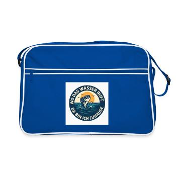 Water saying with fish and sunset - Retro Bag - blue/white - Front