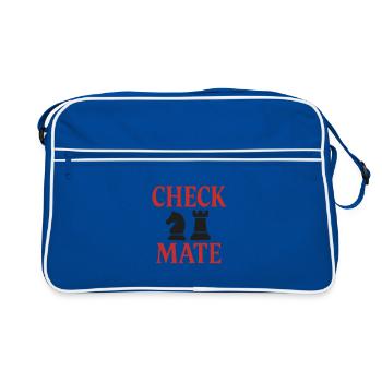 Schachliebhaber Motiv Design - Retro Tasche - Blau/Weiß - Vorne