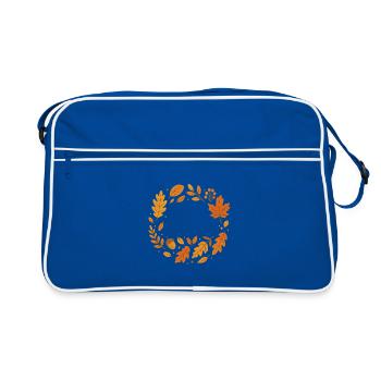 Autumn Foliage Wreath Design - Retro Bag - blue/white - Front