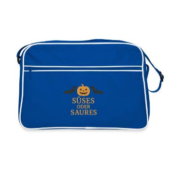 Conception de citrouille d’Halloween avec des chauves-souris - Sac Retro - bleu/blanc - Devant