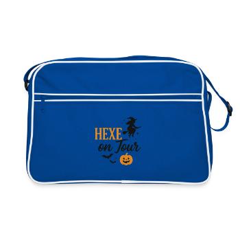 Sorcière sur la coupe d’automne d’Halloween - Sac Retro - bleu/blanc - Devant