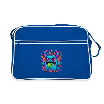 Bunter Grummel-Drache mit Zunge - Sac Retro - bleu/blanc - Devant