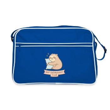 Schlafende Waschbär Illustration - Retro Tasche - Blau/Weiß - Vorne