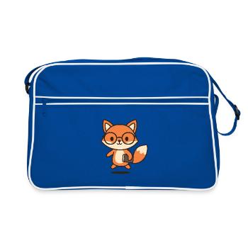 Mignon renard intelligent avec des lunettes et un livre - Sac Retro - bleu/blanc - Devant
