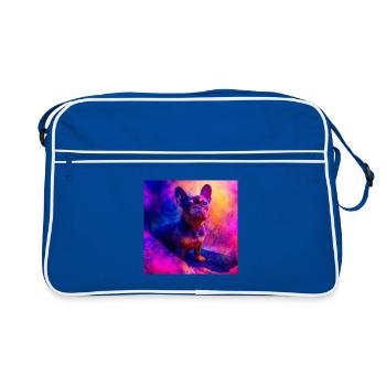 Bouledogue français coloré Art Design - Sac Retro - bleu/blanc - Devant