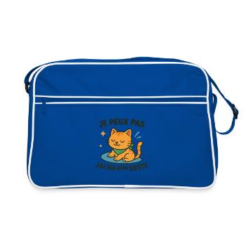 Zen cat in nap I can't - Retro Bag - blue/white - Front