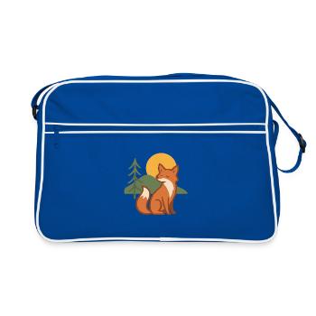 Waldfuchs im Sonnenuntergang - Retro Tasche - Blau/Weiß - Vorne