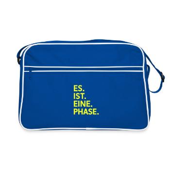 Es. Ist. Eine. Phase. Neongelb  - Retro Tasche - Blau/Weiß - Vorne