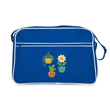Trio de plantes en pot - Sac Retro - bleu/blanc - Devant