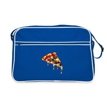 Bunte Pizza bunter mix: Alles Drauf im Comic-Stil - Retro Tasche - Blau/Weiß - Vorne
