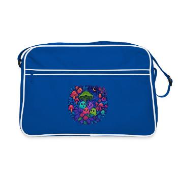 Neon Monster Friends in the Mushroom Forest - Retro Bag - blue/white - Front
