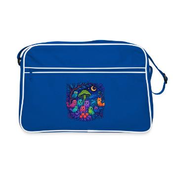 Neon Monster Familie und Freunde - Retro Tasche - Blau/Weiß - Vorne