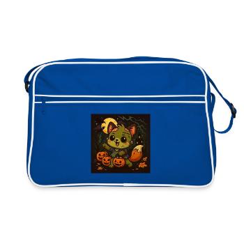 Little Halloween fox with pumpkins - Retro Bag - blue/white - Front