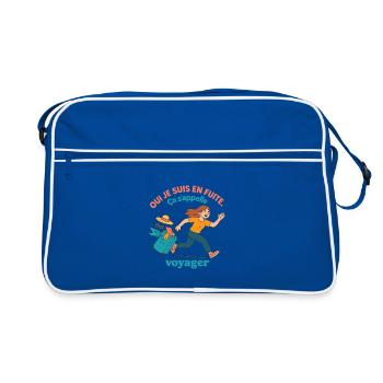 Je suis en fuite. Ça s’appelle voyager.  - Sac Retro - bleu/blanc - Devant