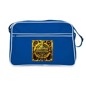Golden Quantum Computer Emblem - Retro Bag - blue/white - Front