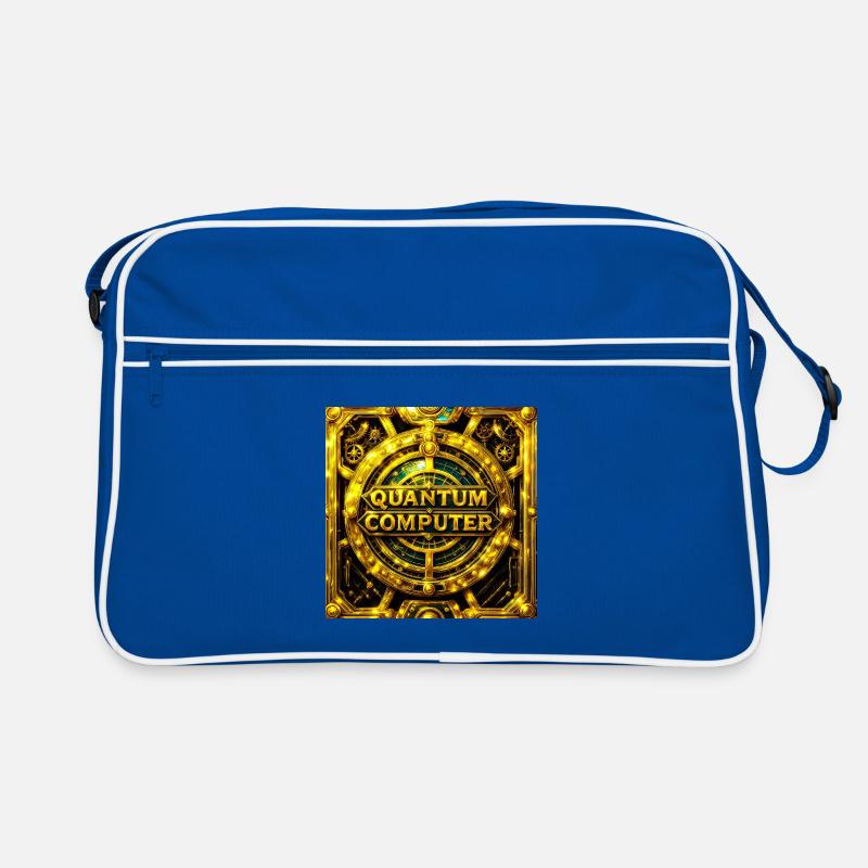 Goldenes Quantencomputer-Emblem Retro Tasche