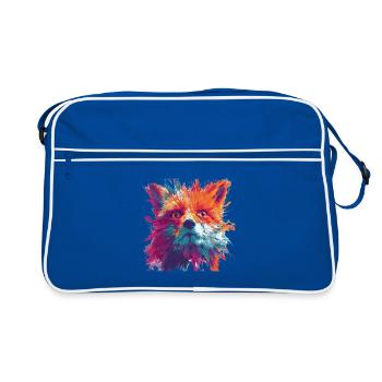 Intense_Fox_Face_Abstract_Painting - Retro Bag - blue/white - Front