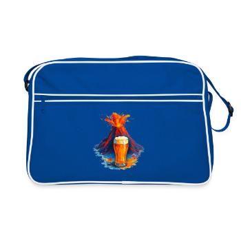 Vulkan Bierkunst Wasserfarben - Retro Tasche - Blau/Weiß - Vorne