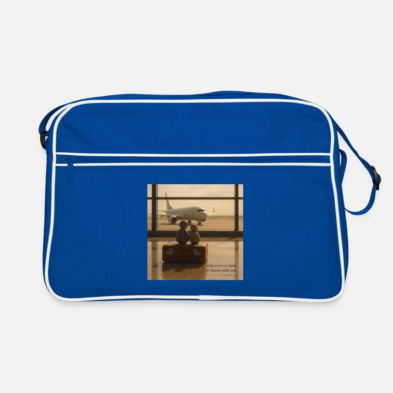 Cœurs confinés à la maison au terminal - Sac Retro - bleu/blanc