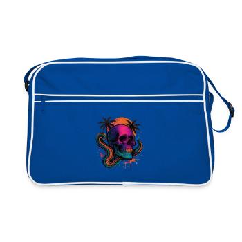 Crâne au néon - Sac Retro - bleu/blanc - Devant